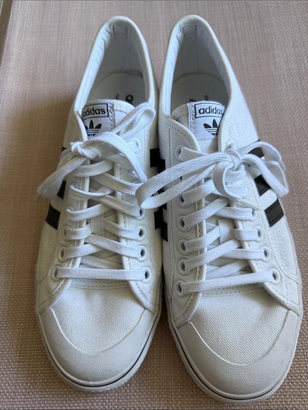 adidas Nizza White Sneakers with Black Stripes